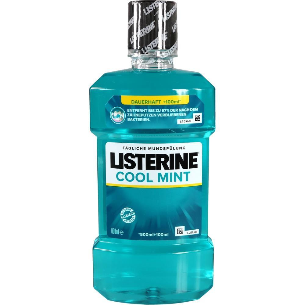 Eine Flasche Listerine Mundspülung in der Geschmacksrichtung Cool Mint.