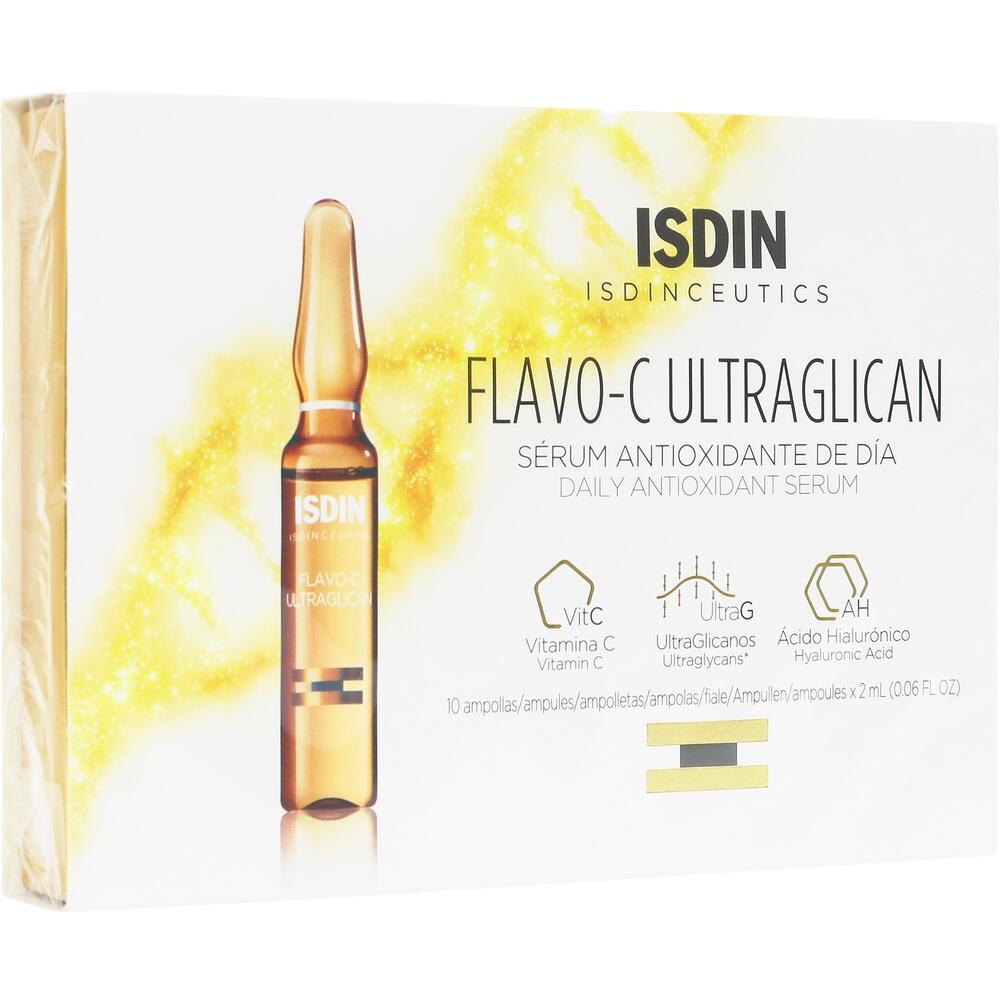 Eine Packung mit Ampullen f&uuml;r ein Antioxidans-Serum von ISDIN.