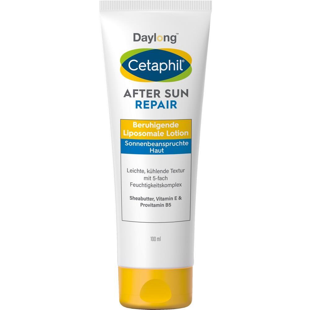 Weiße Tube mit beruhigender After-Sun-Lotion von Cetaphil für sonnengestresste Haut.