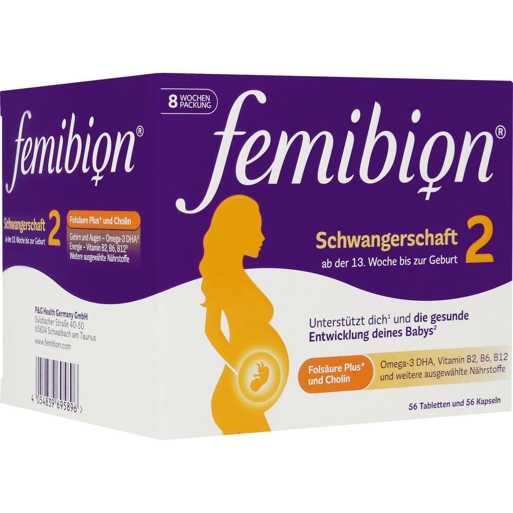 Lila Verpackung mit Silhouette einer schwangeren Frau, Produkt f&uuml;r Schwangerschaft.