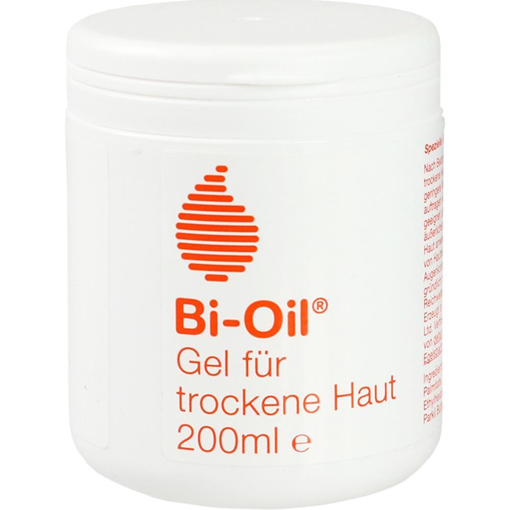 Wei&szlig;e Dose mit Bi-Oil Gel f&uuml;r trockene Haut, 200 ml.