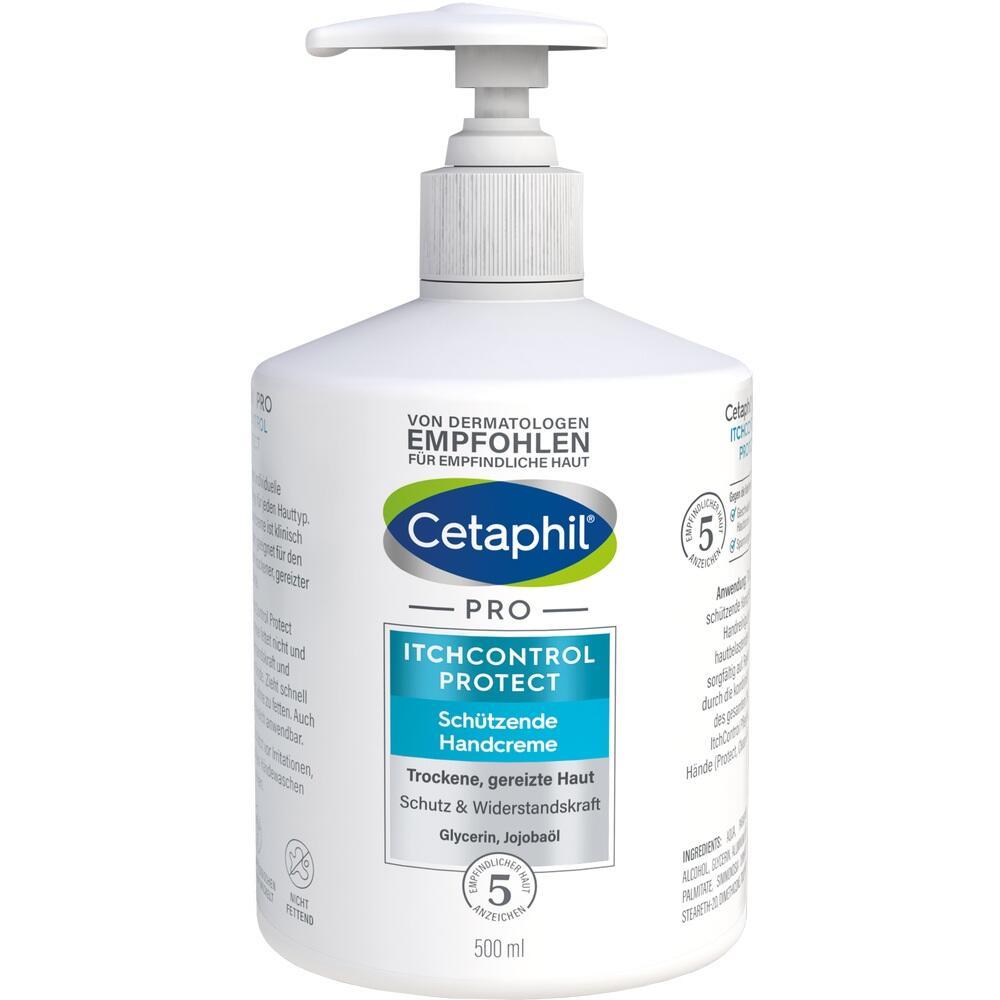 Eine Flasche Handcreme von Cetaphil für trockene und gereizte Haut.