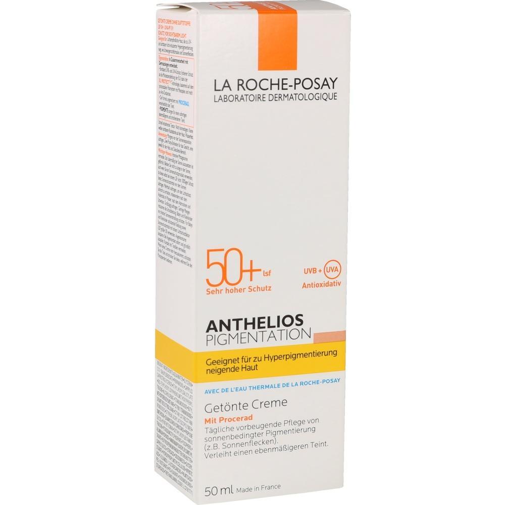 Wei&szlig;e Schachtel mit La Roche-Posay Sonnenschutzcreme, LSF 50+ f&uuml;r empfindliche Haut.