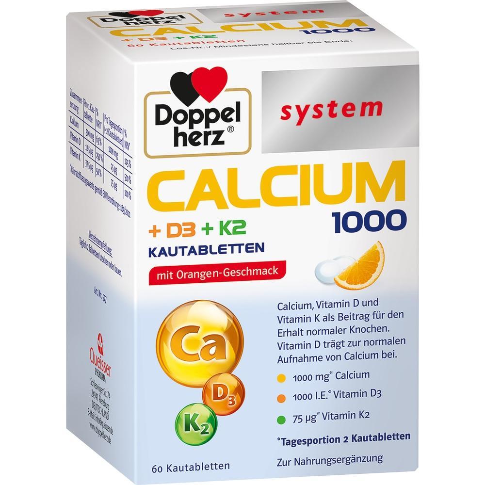 Box mit Calcium-Tabletten mit Orangen-Geschmack von Doppelherz.