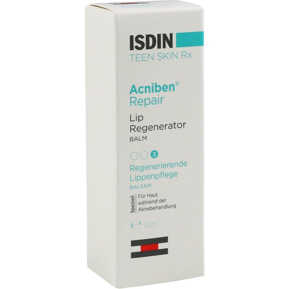 Wei&szlig;e Verpackung mit der Aufschrift "ISDIN Acniben Repair Lip Regenerator".