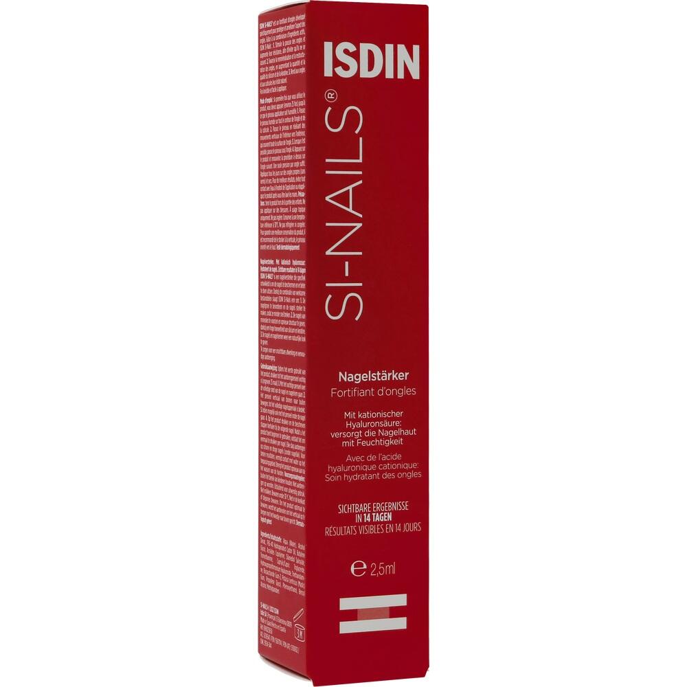 Rote Verpackung f&uuml;r Nagelst&auml;rker mit wei&szlig;em Text "ISDIN SI-NAILS".