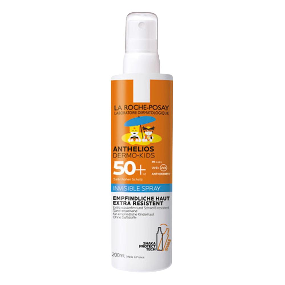 Sonnenspray f&uuml;r Kinder mit Lichtschutzfaktor 50+ in orange-wei&szlig;er Flasche.