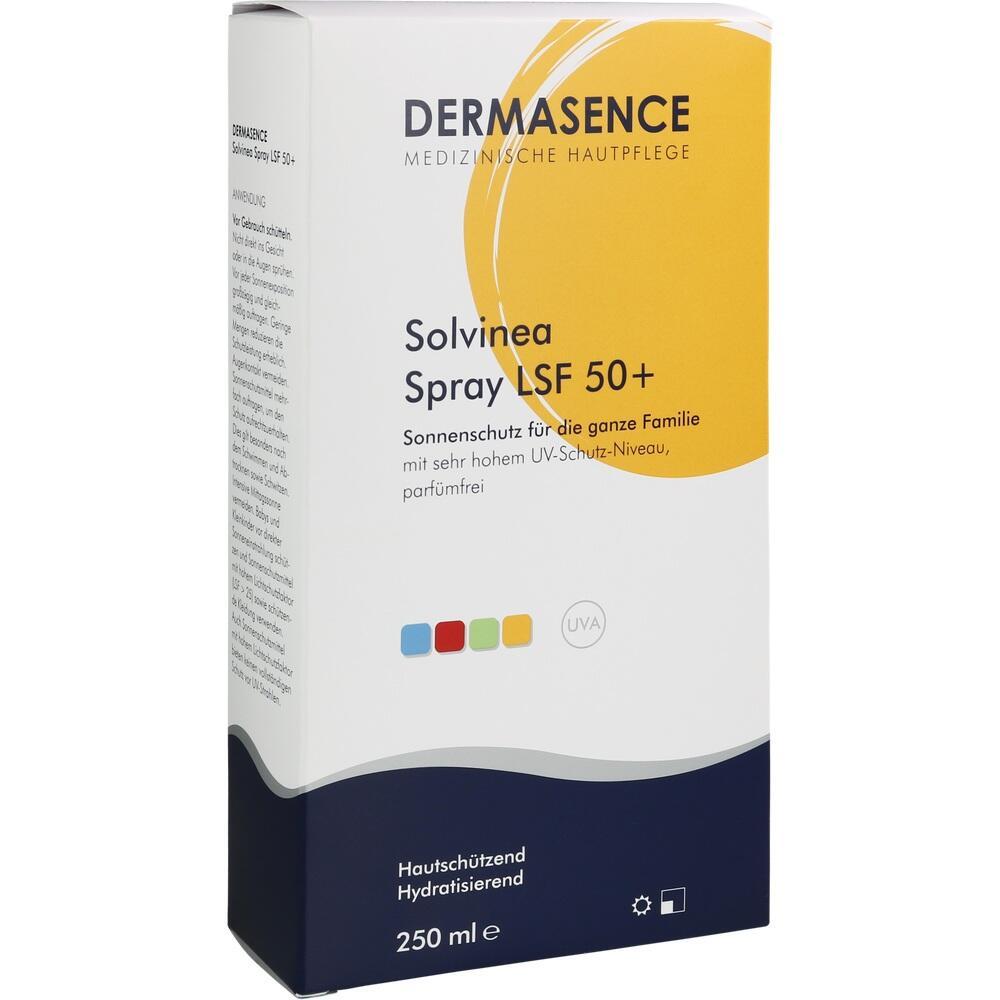 Wei&szlig;e Verpackung eines Sonnenschutzsprays mit hohem Lichtschutzfaktor 50+ f&uuml;r Familien.