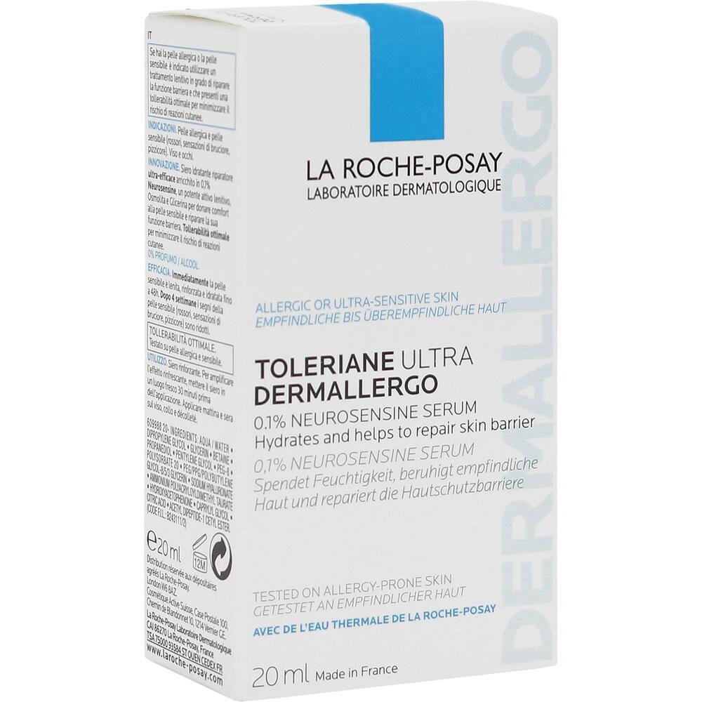 Eine wei&szlig;e Verpackung mit blauem Logo f&uuml;r ein Serum f&uuml;r empfindliche Haut.