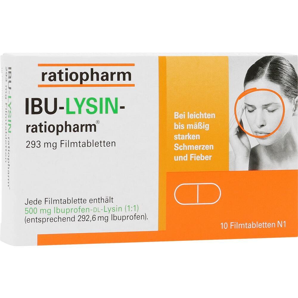 IBU-LYSIN-Filmtabletten von Ratiopharm gegen leichte bis mäßige Schmerzen und Fieber.