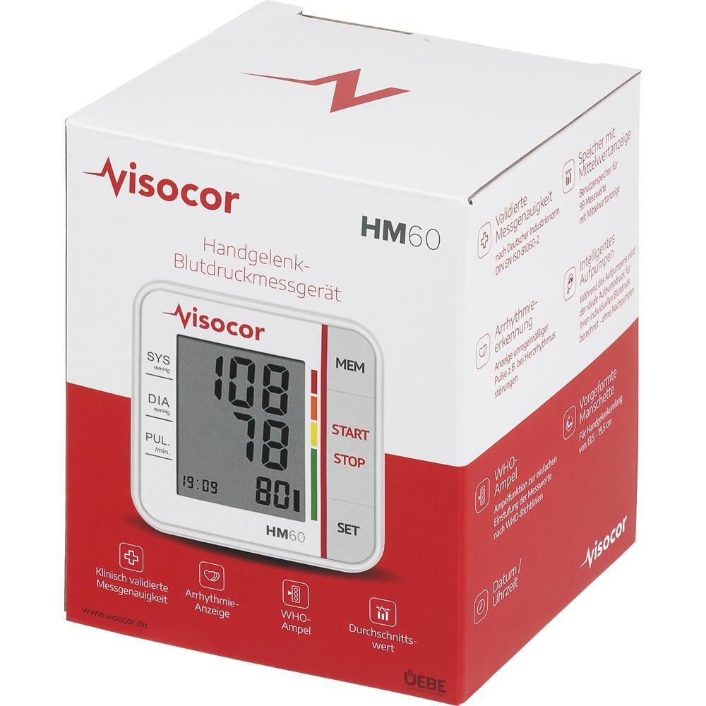 Eine Verpackung für ein Handgelenk-Blutdruckmessgerät der Marke Visocor.