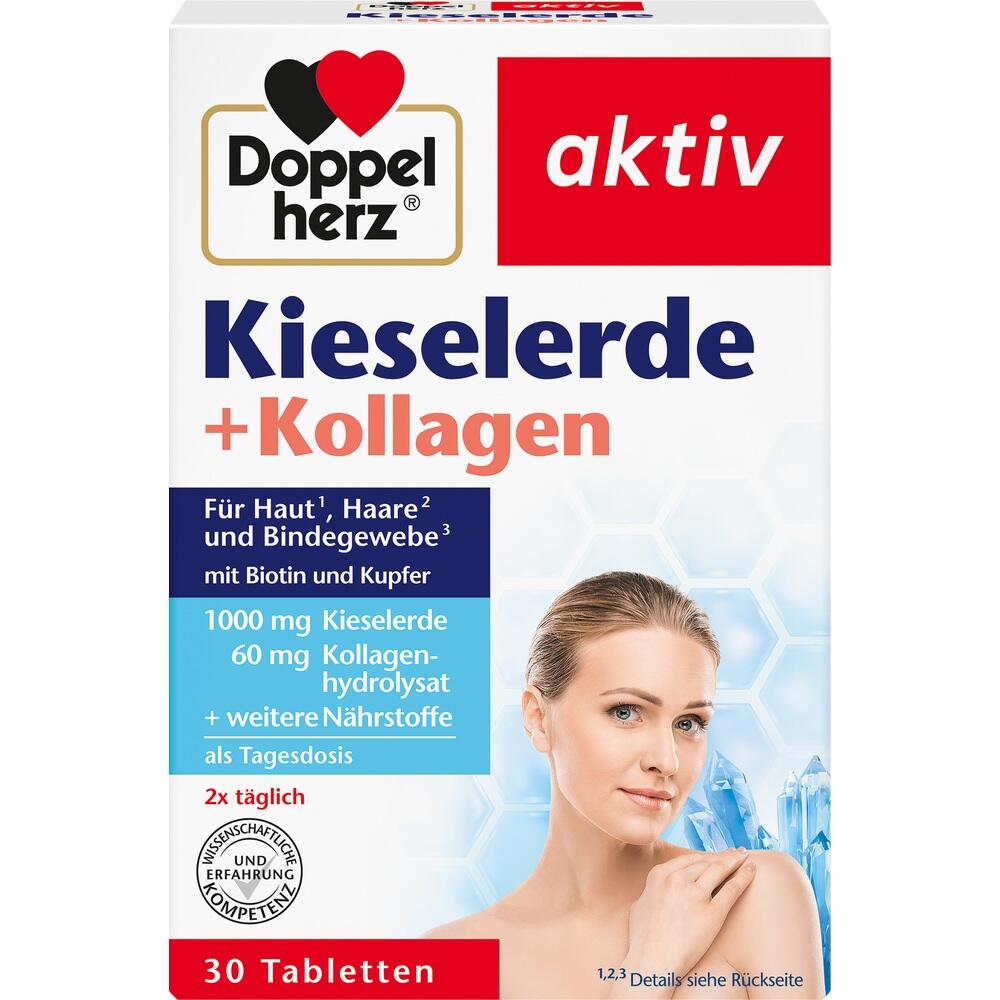 Verpackung von Nahrungserg&auml;nzungsmitteln mit Kieselerde und Kollagen f&uuml;r Haut und Haare.
