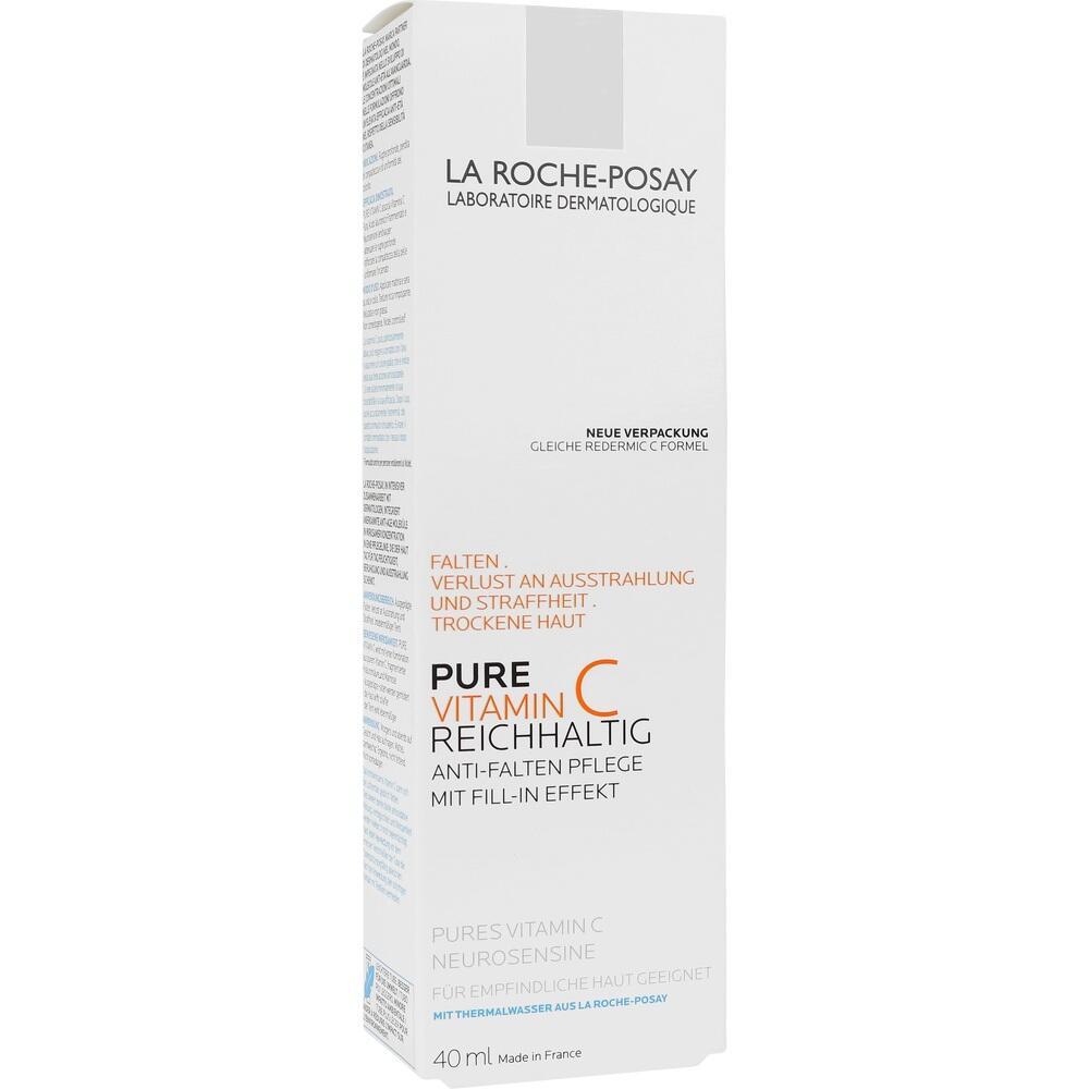 Eine Schachtel einer La Roche-Posay Hautcreme mit Vitamin C und Anti-Falten-Wirkung.