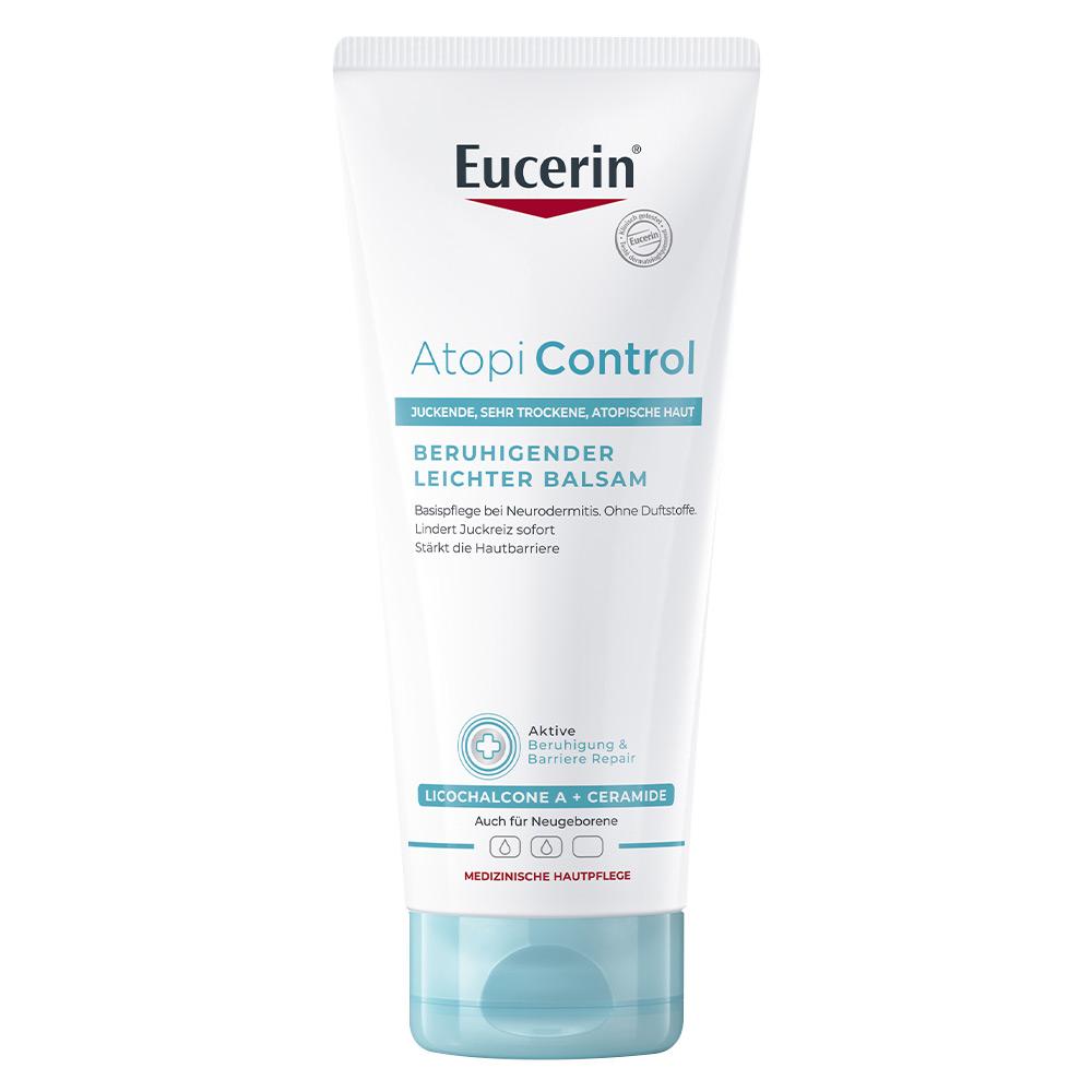 Eine Tube mit beruhigendem Balsam für trockene, juckende Haut.