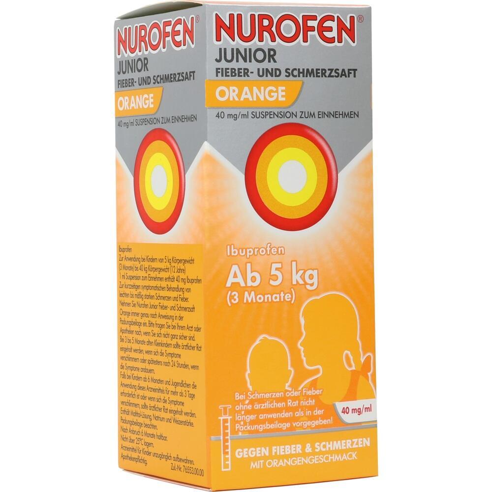 Schmerz- und Fiebersaft für Kinder ab 5 kg mit Orangengeschmack.