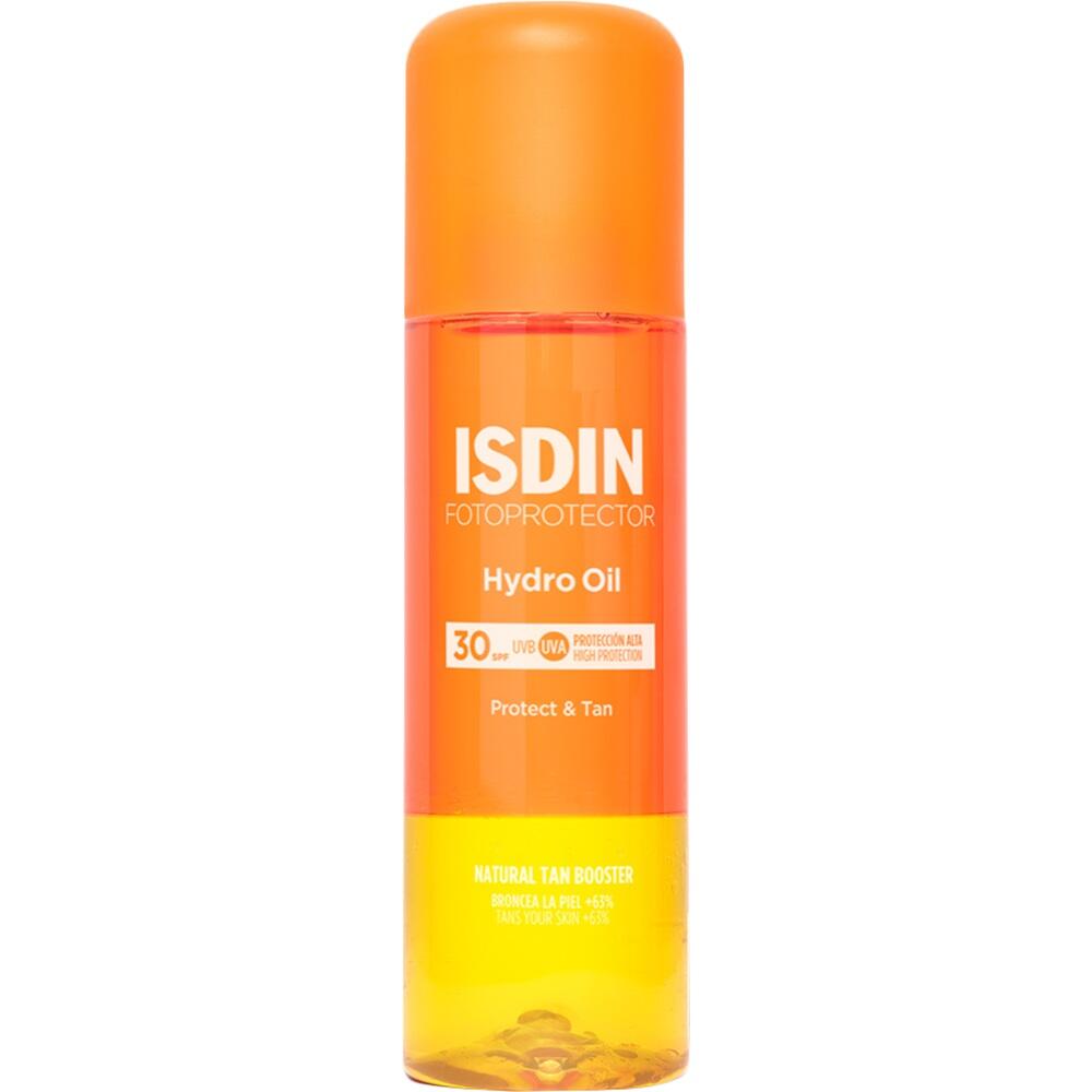 Orangene Flasche mit Sonnenschutz&ouml;l, Lichtschutzfaktor 30.
