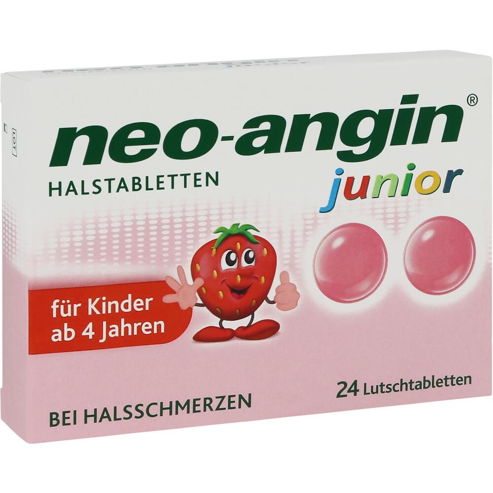Eine Packung mit rosa Hals-Tabletten für Kinder ab 4 Jahren bei Halsschmerzen.