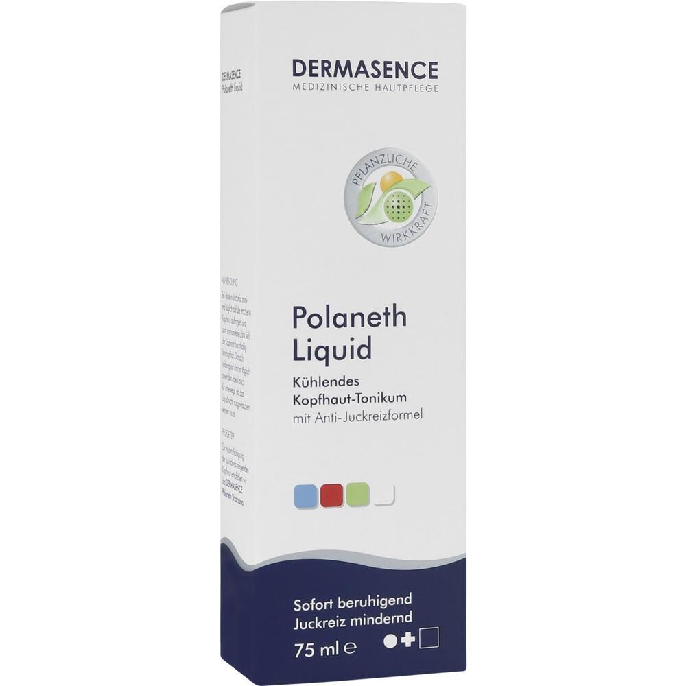 Eine Verpackung von Dermasence Polaneth Liquid gegen juckende Kopfhaut.