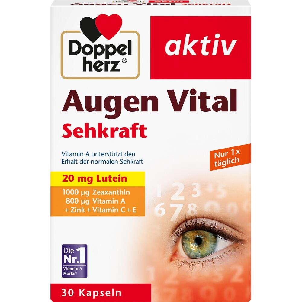 Verpackung von &bdquo;Doppelherz Augen Vital&ldquo;, ein Nahrungserg&auml;nzungsmittel f&uuml;r die Sehkraft.