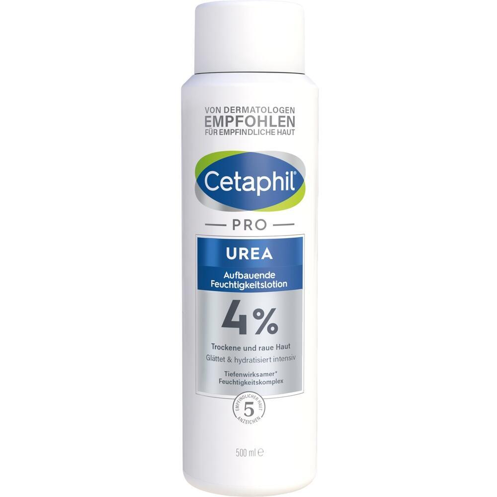 Flasche Cetaphil Pro Urea Lotion für trockene Haut mit 4% Urea, 500 ml.