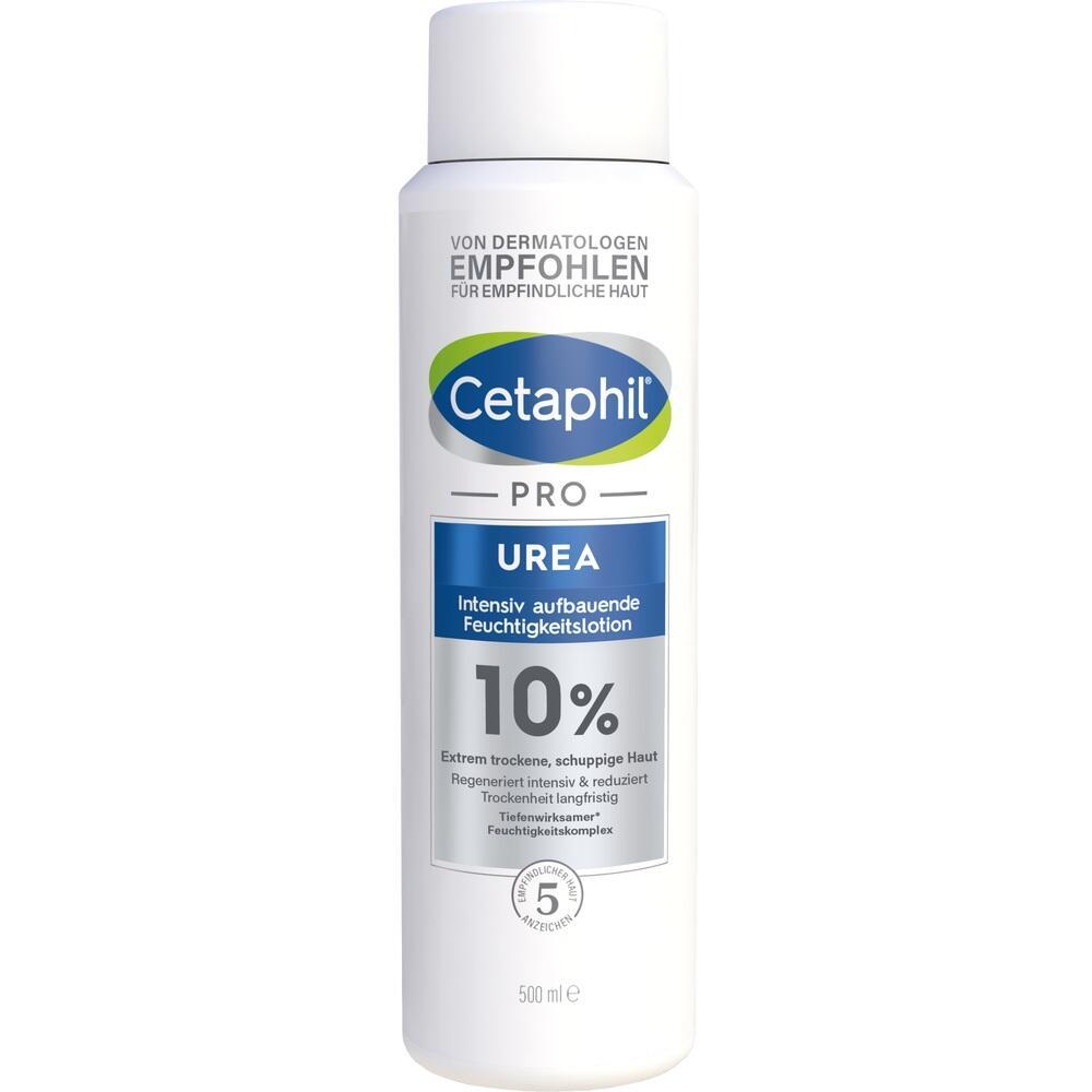 Weiße Flasche Cetaphil Pro Urea Lotion für trockene Haut, 500 ml.