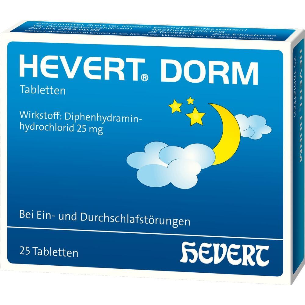 Blaue Medikamentenverpackung mit Mond, Wolken und Sternen für Schlafstörungen.