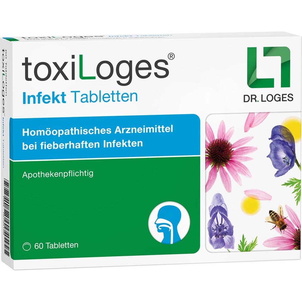 Verpackung von hom&ouml;opathischen Tabletten gegen Infekte mit Blumen und Biene darauf.