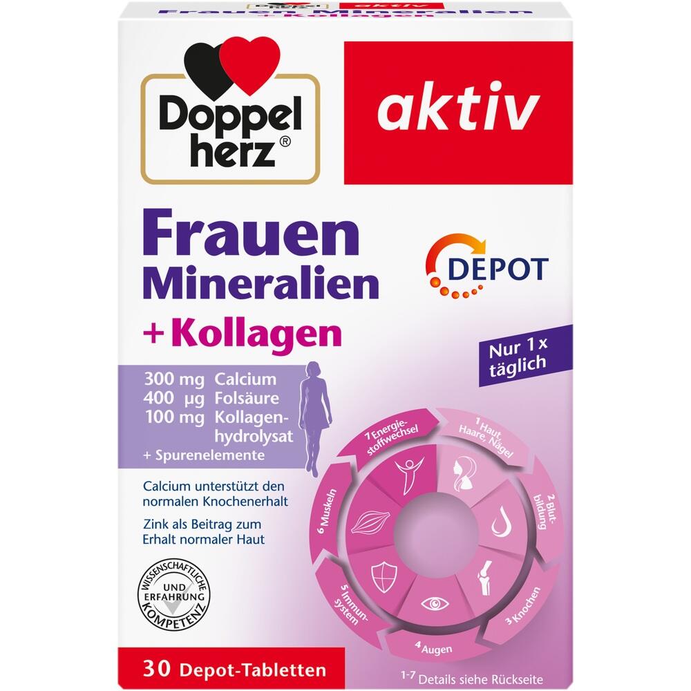 Packung mit Tabletten f&uuml;r Frauen mit Mineralien und Kollagen von Doppelherz.