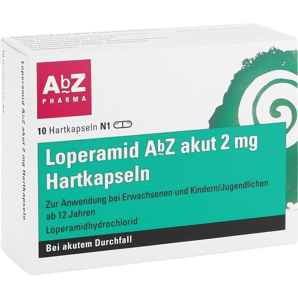Packung Loperamid Kapseln 2 mg f&uuml;r Erwachsene und Kinder ab 12 bei Durchfall.