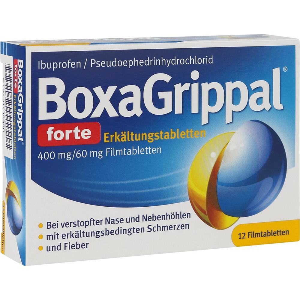 Packung BoxaGrippal forte Erkältungstabletten zur Linderung von Erkältungssymptomen.