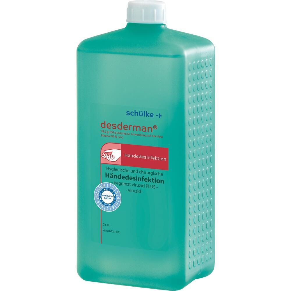 Gr&uuml;ne Flasche mit Desinfektionsmittel zur H&auml;ndedesinfektion.