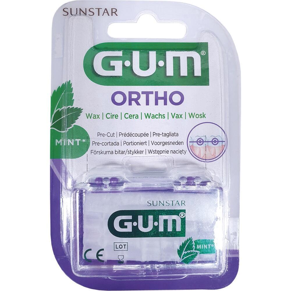Verpackung von GUM Ortho Wachs f&uuml;r Zahnspangen mit Minzgeschmack.