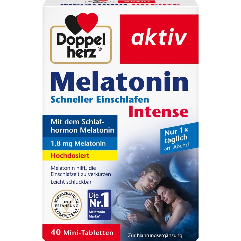 Verpackung von Doppelherz Melatonin Tabletten zum besseren Einschlafen.