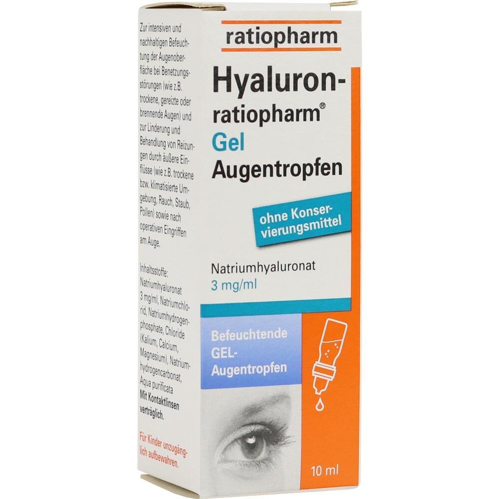 Verpackung von befeuchtenden Hyaluron-Augentropfen ohne Konservierungsstoffe.