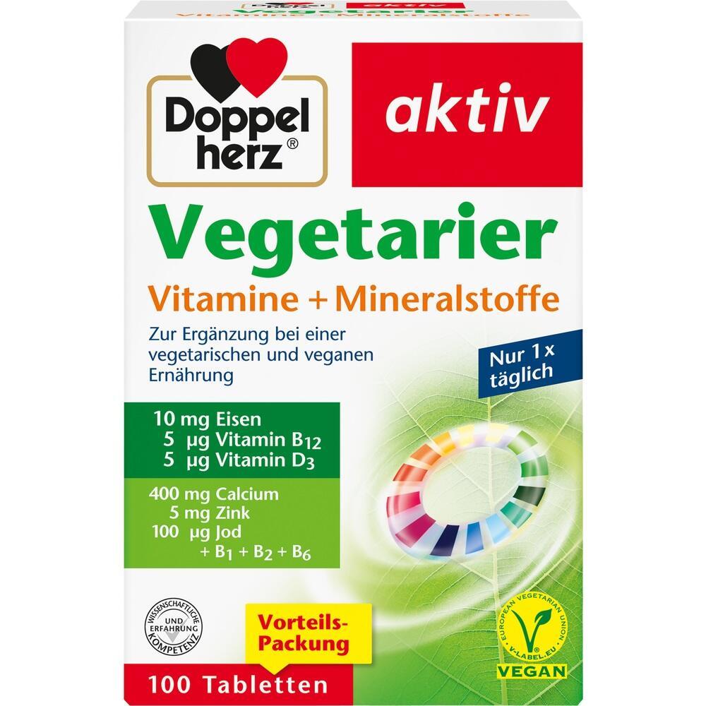 Verpackung von Doppelherz Vitaminen f&uuml;r Vegetarier mit Vitaminen und Mineralstoffen.
