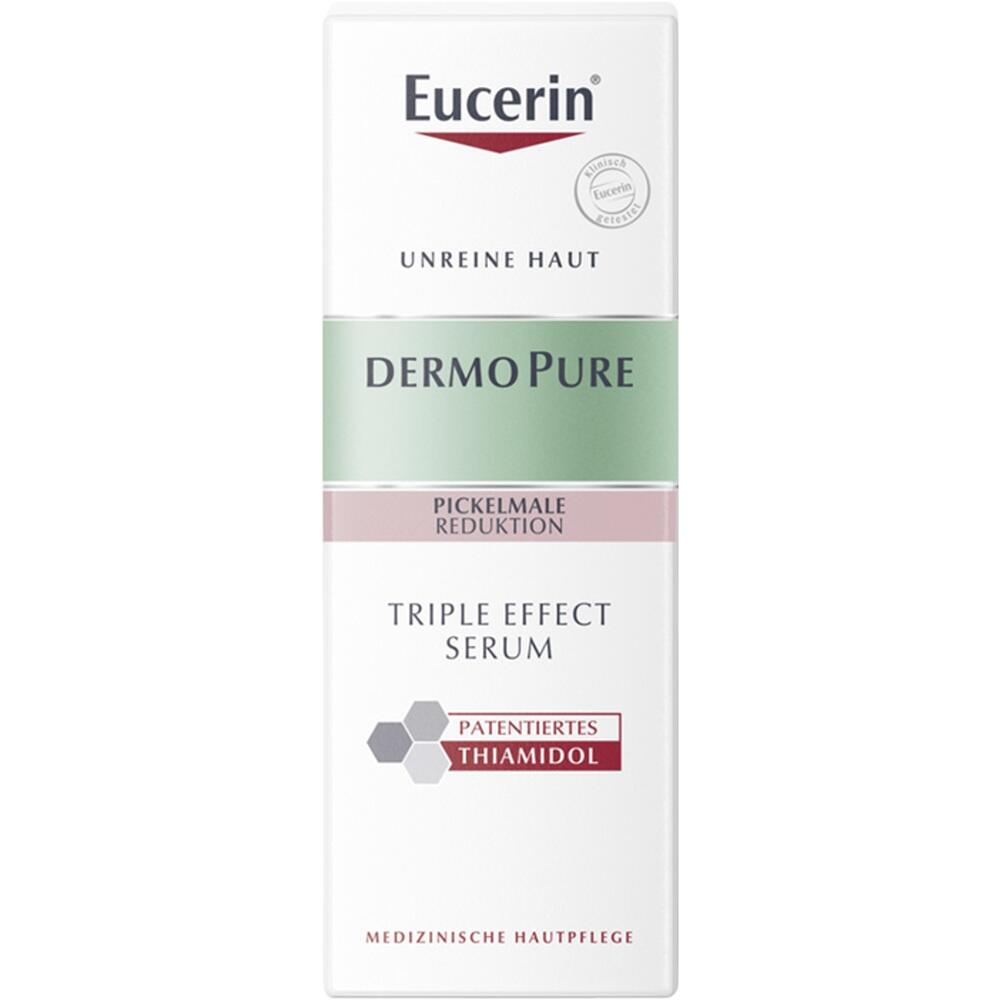 Weiße Verpackung eines Hautpflegeprodukts gegen unreine Haut von Eucerin.