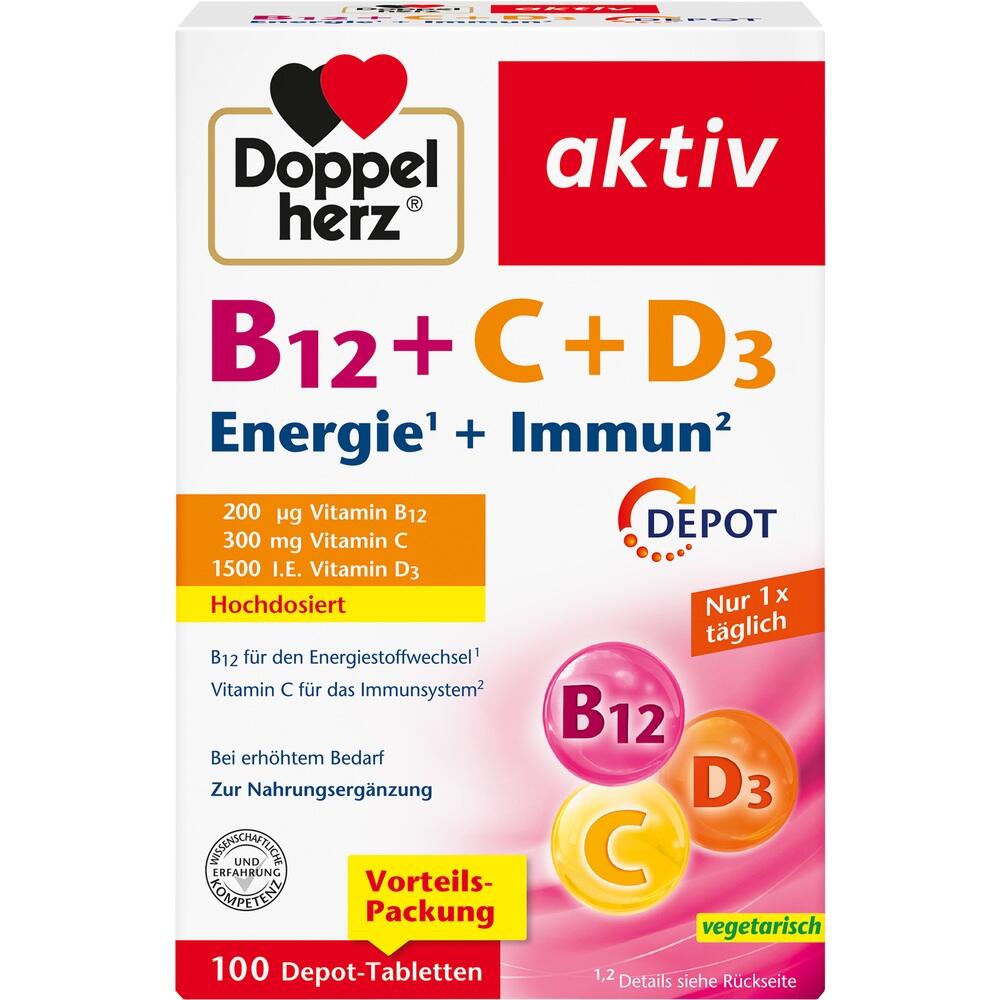 Eine Packung von Doppelherz-Vitamintabletten f&uuml;r Energie und Immunsystem.