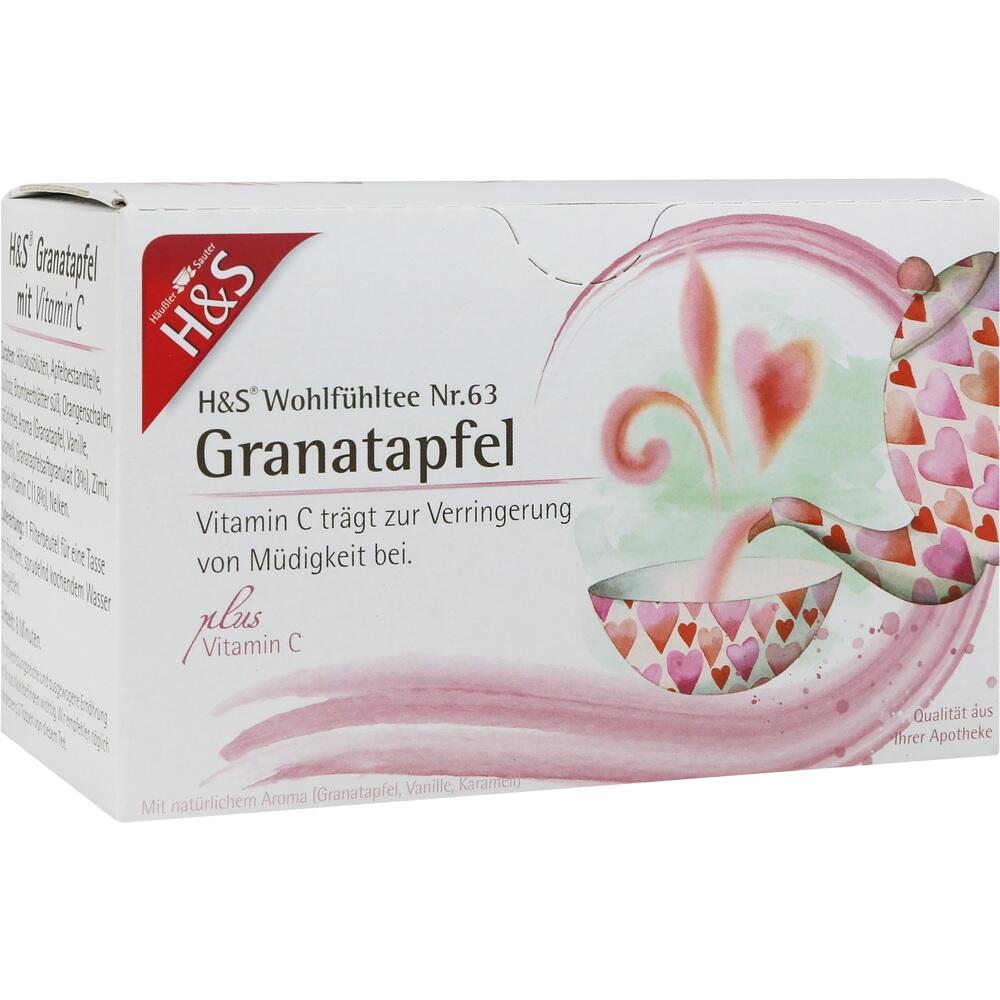 Teepackung mit Granatapfel und Vitamin C gegen M&uuml;digkeit.