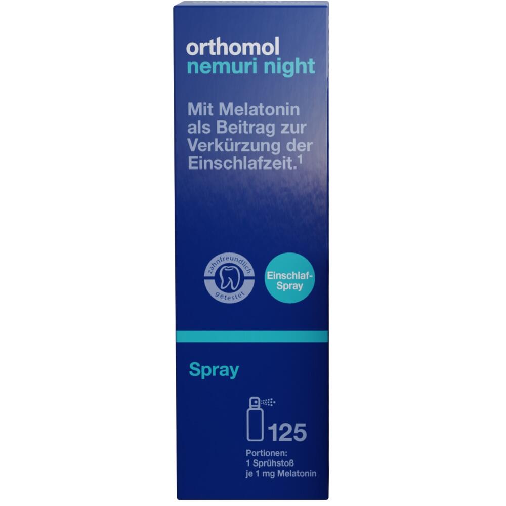 Blaues Einschlafspray mit Melatonin von Orthomol, 125 Portionen.