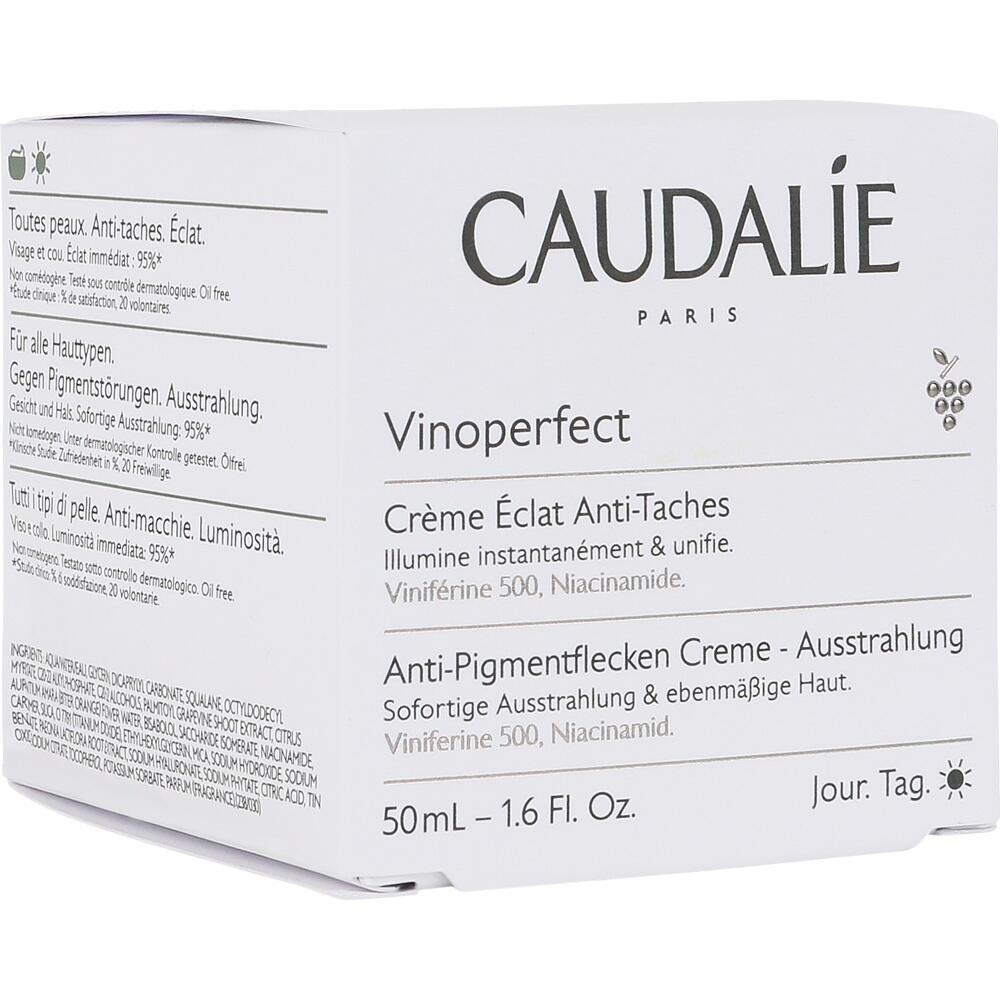 Eine weiße Verpackung einer Anti-Pigmentflecken-Creme von Caudalie.