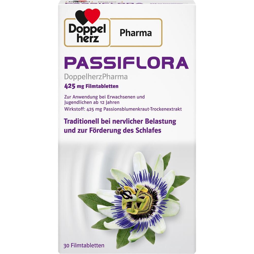 Packung von Passionsblumenkraut-Tabletten zur Beruhigung und Schlafunterst&uuml;tzung.