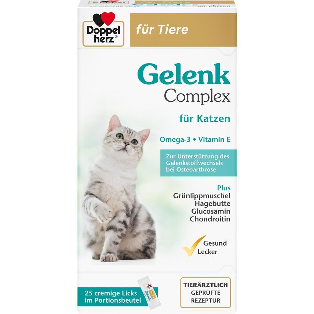Eine Packung Gelenk-Komplex f&uuml;r Katzen mit einem Bild von einer Katze.