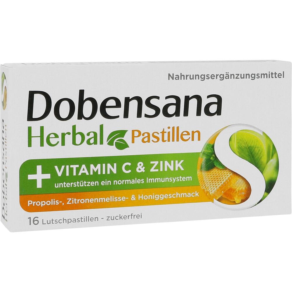Packung Dobensana Lutschpastillen mit Vitamin C und Zink f&uuml;r das Immunsystem.