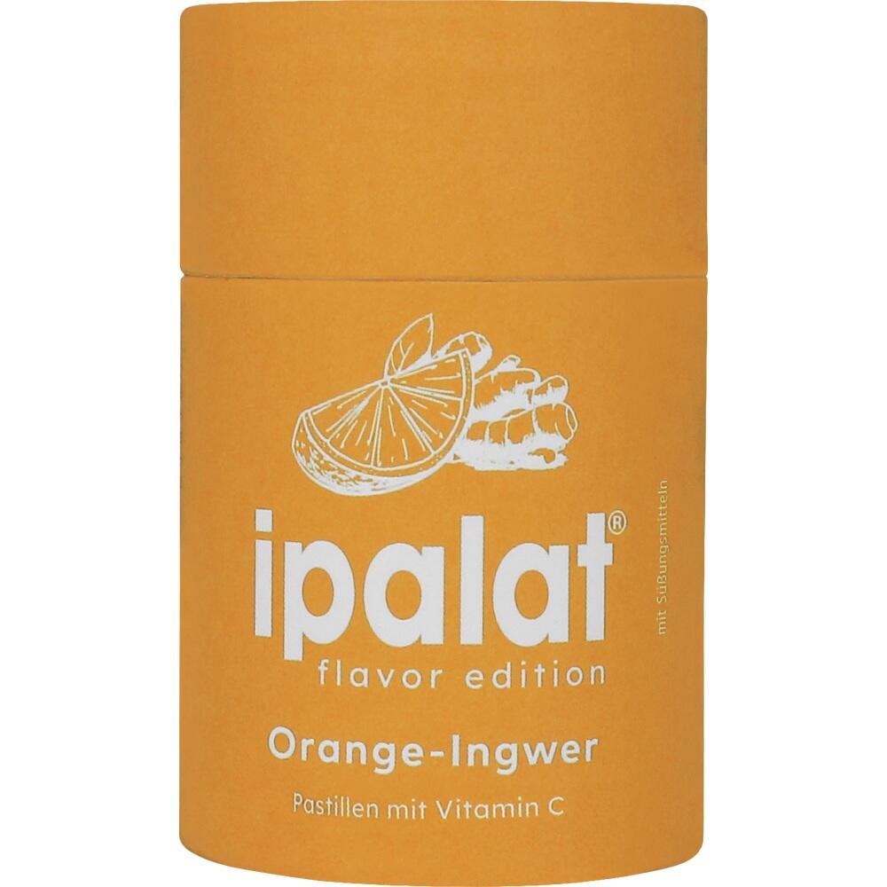 Orangefarbene Packung mit der Aufschrift "ipalat Orange-Ingwer".