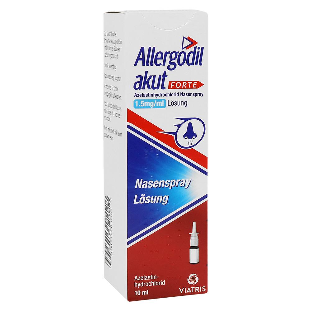 Eine Packung Allergodil Nasenspray steht aufrecht.