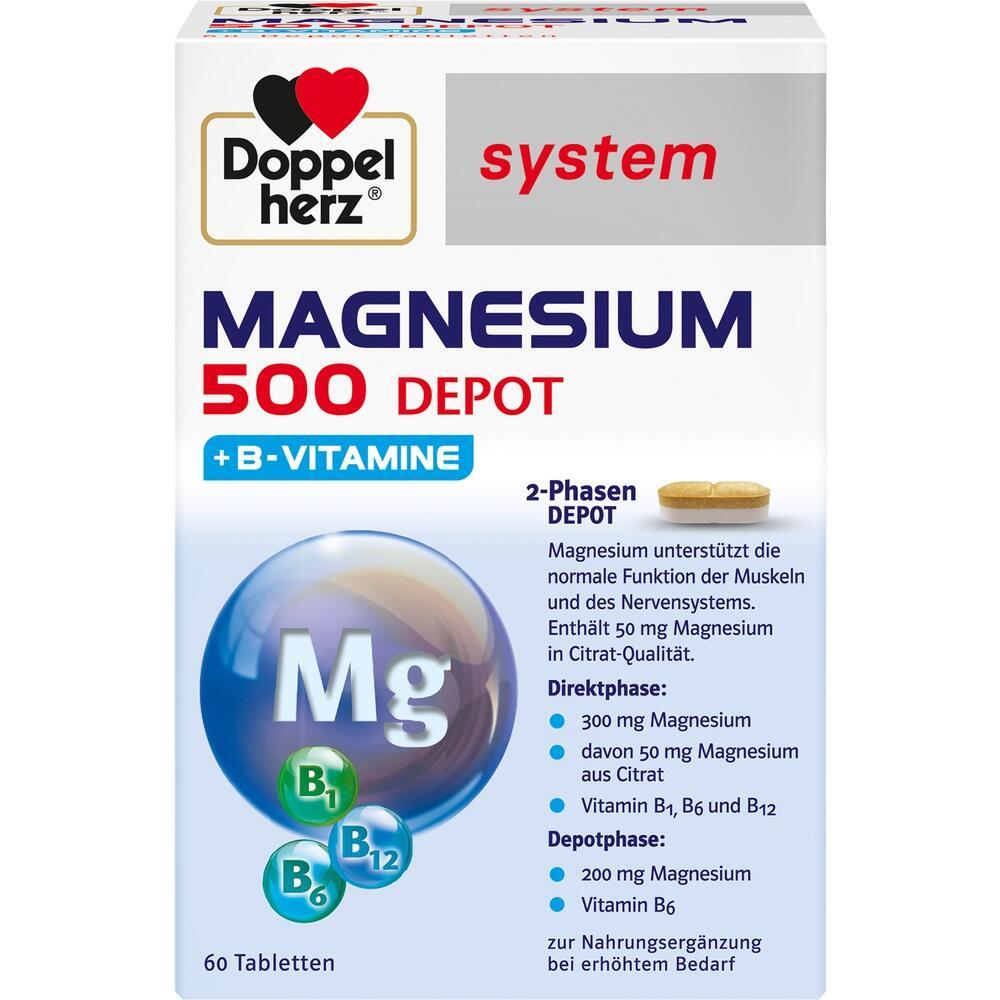 Schachtel mit Magnesium-Tabletten und B-Vitaminen zur Unterst&uuml;tzung von Muskeln und Nerven.