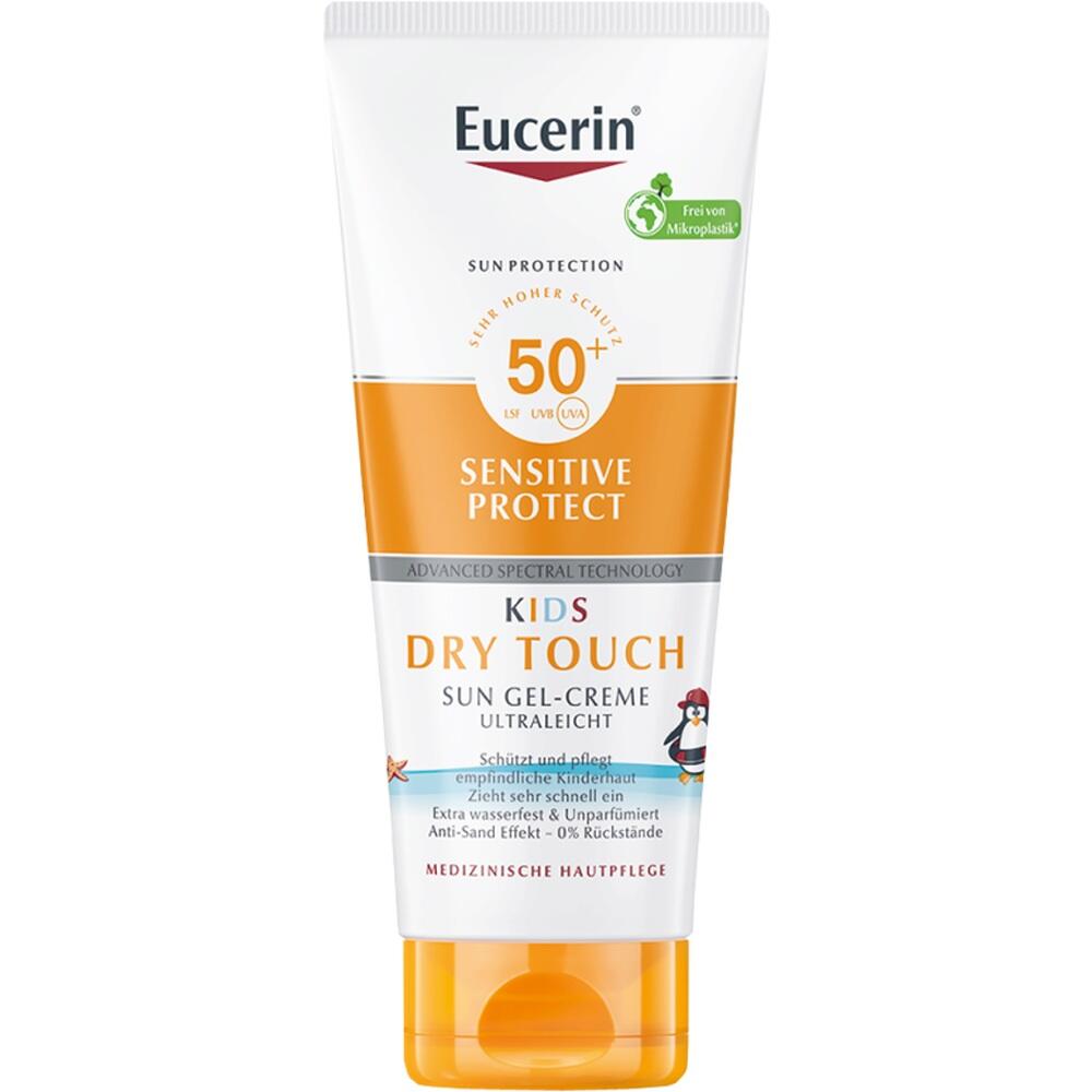 Eine Tube Sonnencreme für Kinder mit Lichtschutzfaktor 50+.