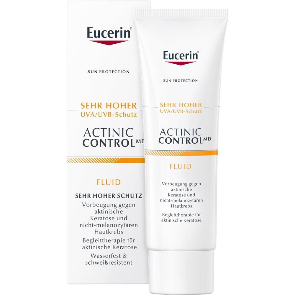 Weiße Sonnencreme-Tube von Eucerin mit sehr hohem UV-Schutz.