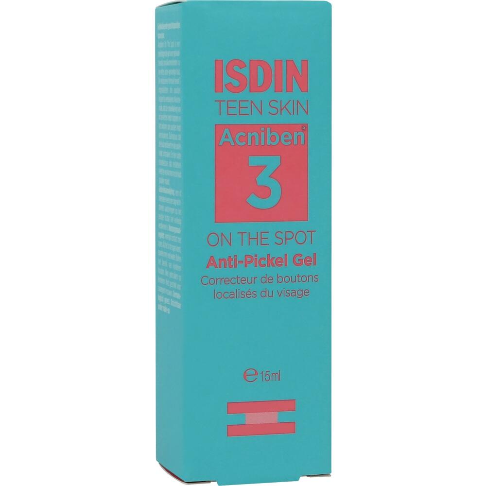 T&uuml;rkise Verpackung eines Anti-Pickel Gels f&uuml;r Teenager.