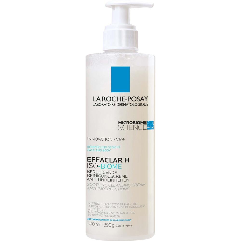 Wei&szlig;e Flasche Hautpflegecreme mit Pumpverschluss und blauer Marke "La Roche-Posay".